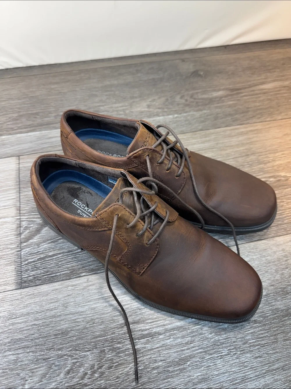 Rockport Men's Brown Leather Lace-Up Oxfords Sz 9 (h7)